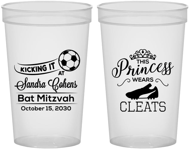 Custom Bat Mitzvah 22 oz Translucent Cups - 12th Birthday Soccer | 120014