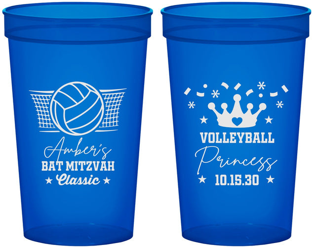 Custom Bat Mitzvah 22 oz Translucent Cups - 12th Birthday Volleyball | 120015