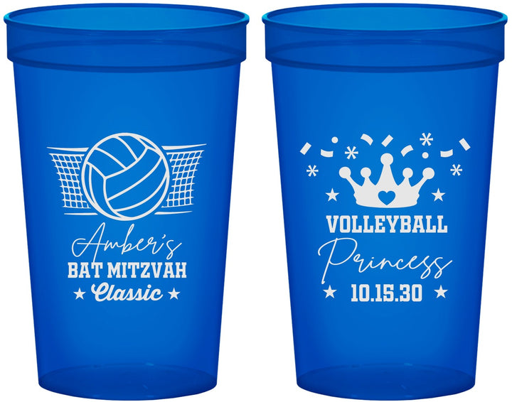Custom Bat Mitzvah 22 oz Translucent Cups - 12th Birthday Volleyball | 120015