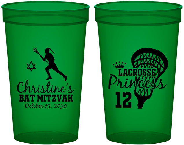 Custom Bat Mitzvah 22 oz Translucent Cups - 12th Birthday Lacrosse | 120017
