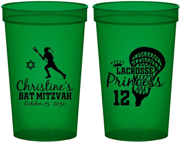 Custom Bat Mitzvah 22 oz Translucent Cups - 12th Birthday Lacrosse | 120017