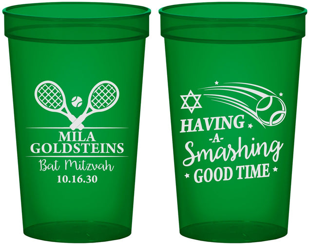 Custom Bat Mitzvah 22 oz Translucent Cups - 12th Birthday Tennis | 120018