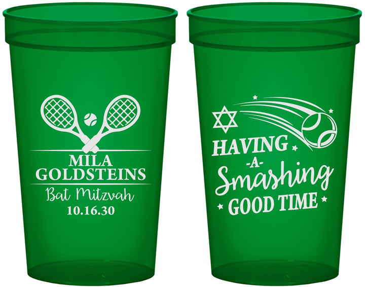 Custom Bat Mitzvah 22 oz Translucent Cups - 12th Birthday Tennis | 120018
