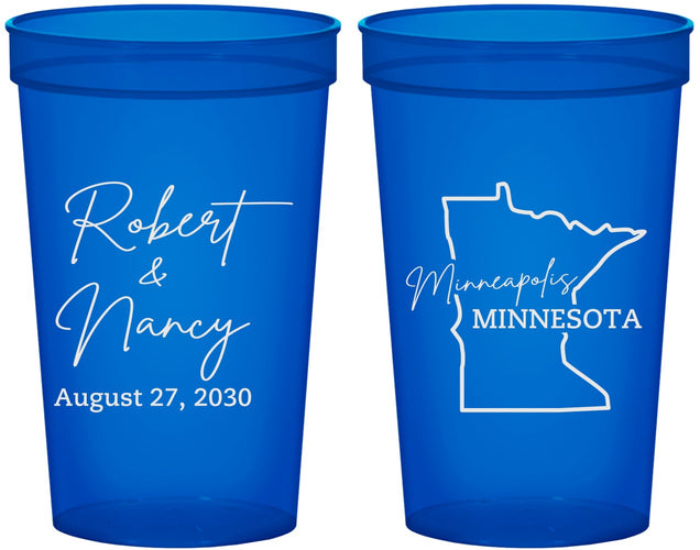 Custom Wedding 22 oz Translucent Cups - Minnesota | 122