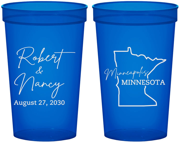 Custom Wedding 22 oz Translucent Cups - Minnesota | 122