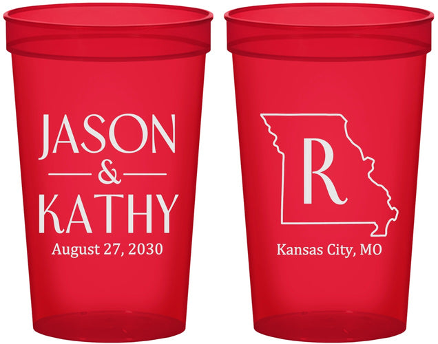 Custom Wedding 22 oz Translucent Cups - Missouri | 124