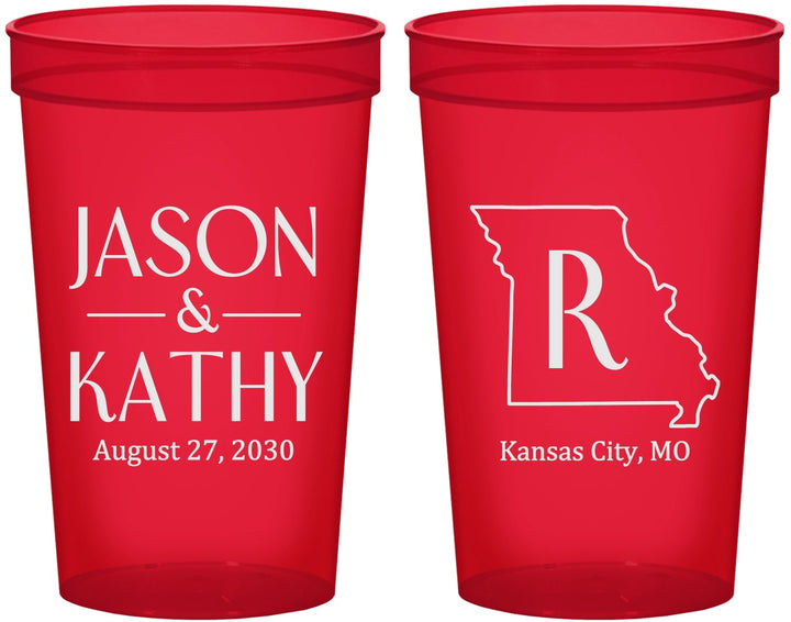 Custom Wedding 22 oz Translucent Cups - Missouri | 124