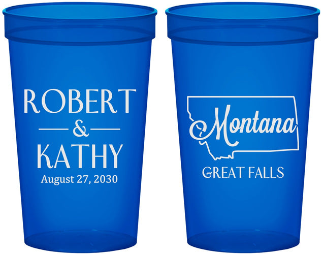 Custom Wedding 22 oz Translucent Cups - Montana | 125