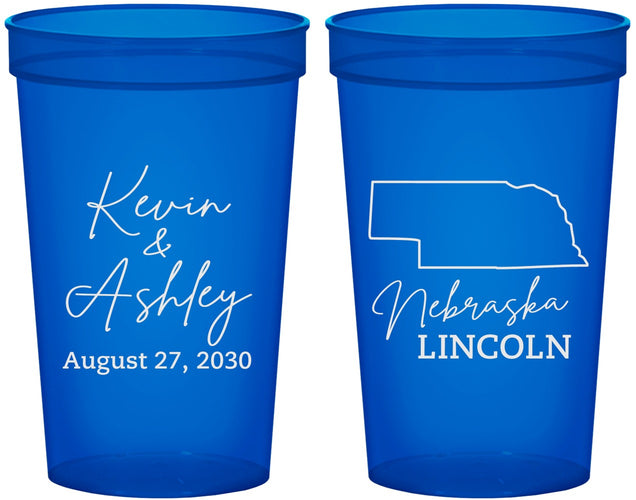Custom Wedding 22 oz Translucent Cups - Nebraska | 126