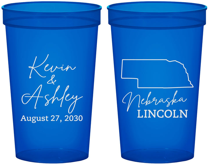 Custom Wedding 22 oz Translucent Cups - Nebraska | 126