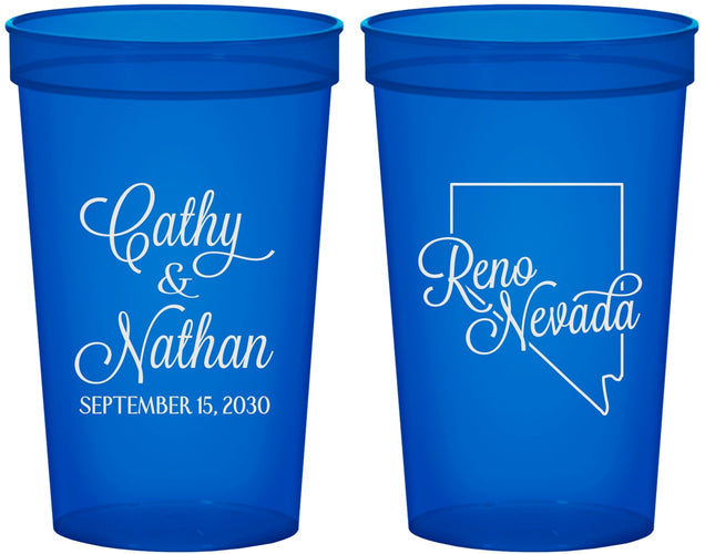 Custom Wedding 22 oz Translucent Cups - Nevada | 127