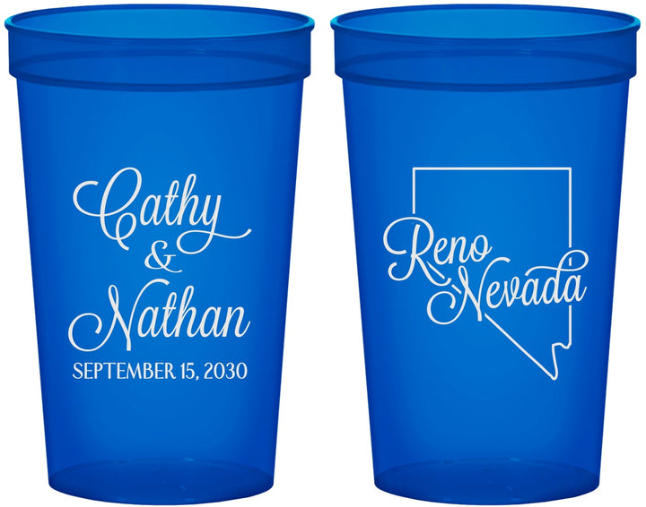 Custom Wedding 22 oz Translucent Cups - Nevada | 127
