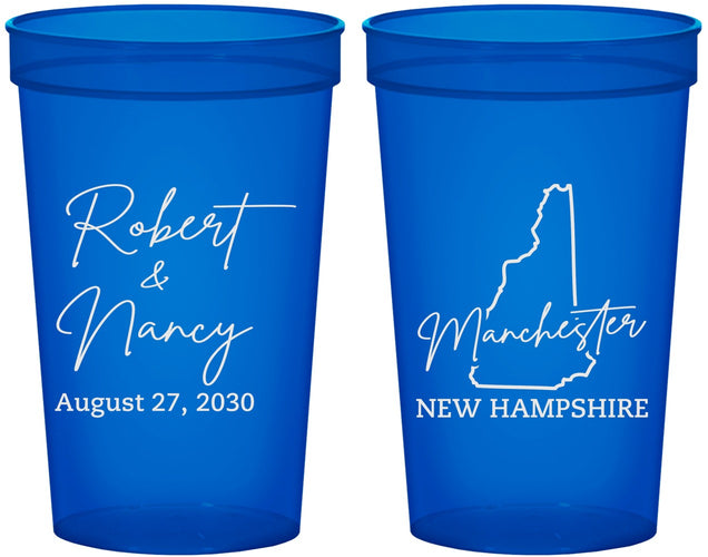 Custom Wedding 22 oz Translucent Cups - New Hampshire | 128