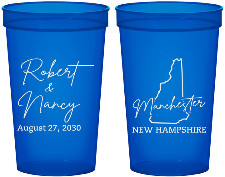 Custom Wedding 22 oz Translucent Cups - New Hampshire | 128