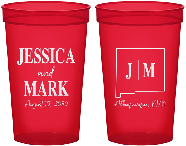 Custom Wedding 22 oz Translucent Cups - New Mexico | 130
