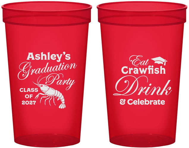 Custom Graduation 22 oz Translucent Cups - Class Of 2027 Crawfish Boil | 130000