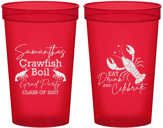 Custom Graduation 22 oz Translucent Cups - Class Of 2027 Crawfish Boil | 130002
