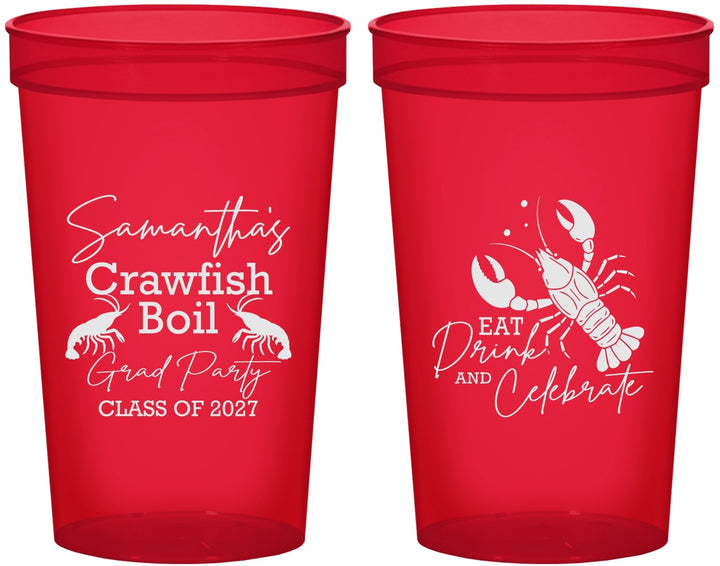 Custom Graduation 22 oz Translucent Cups - Class Of 2027 Crawfish Boil | 130002