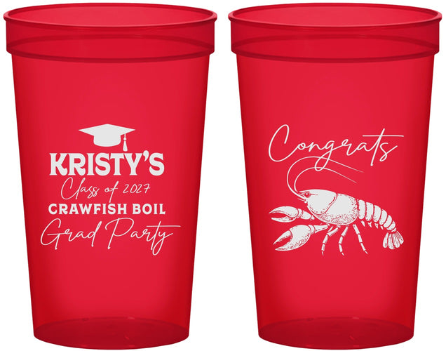 Custom Graduation 22 oz Translucent Cups - Class Of 2027 Crawfish Boil | 130003