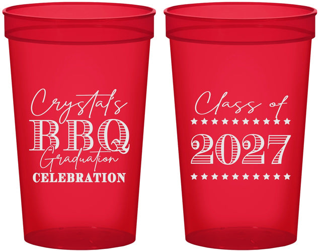 Custom Graduation 22 oz Translucent Cups - Class Of 2027 Bbq | 130005