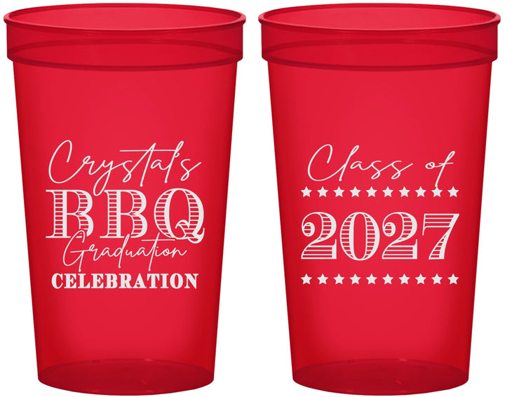 Custom Graduation 22 oz Translucent Cups - Class Of 2027 Bbq | 130005