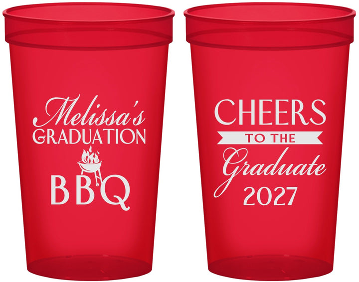 Custom Graduation 22 oz Translucent Cups - Class Of 2027 Bbq | 130006