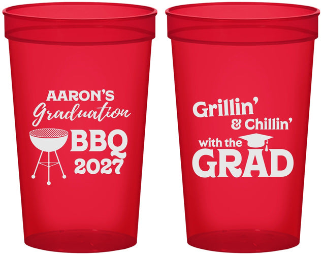 Custom Graduation 22 oz Translucent Cups - Class Of 2027 Bbq | 130007