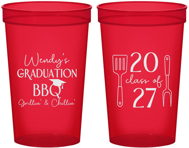 Custom Graduation 22 oz Translucent Cups - Class Of 2027 Bbq | 130008