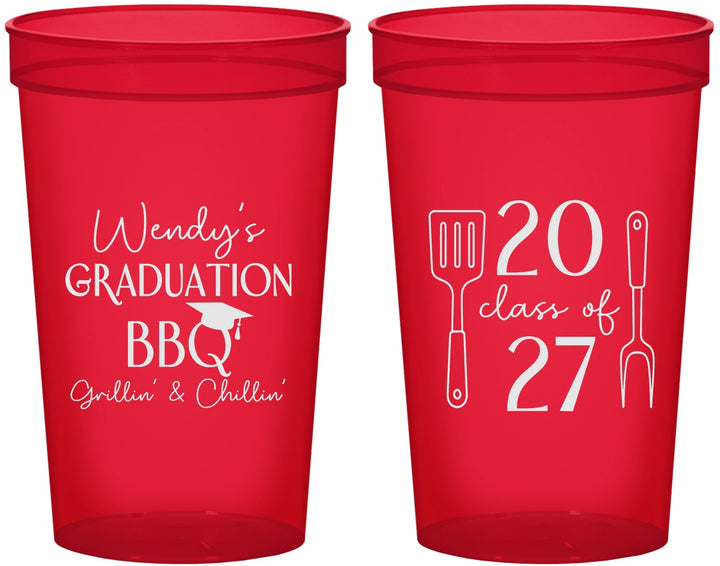 Custom Graduation 22 oz Translucent Cups - Class Of 2027 Bbq | 130008