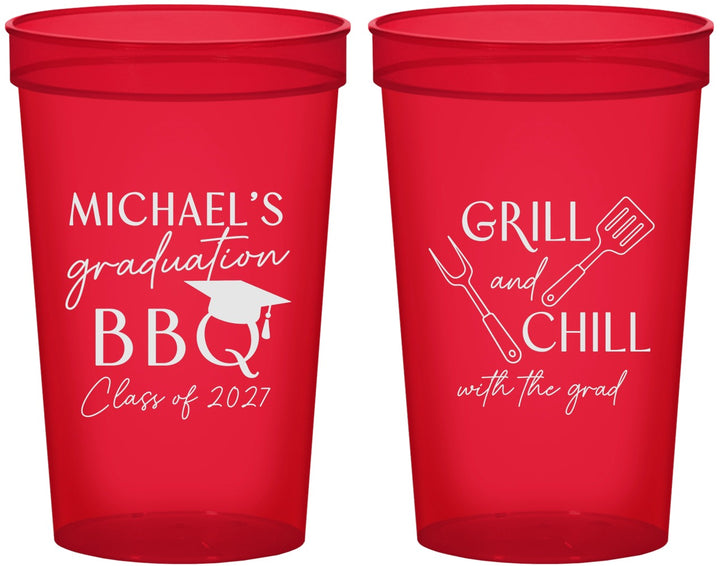 Custom Graduation 22 oz Translucent Cups - Class Of 2027 Bbq | 130009