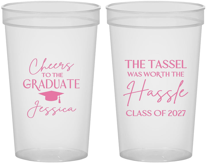Custom Graduation 22 oz Translucent Cups - Class Of 2027 Tassel Hassel | 130010