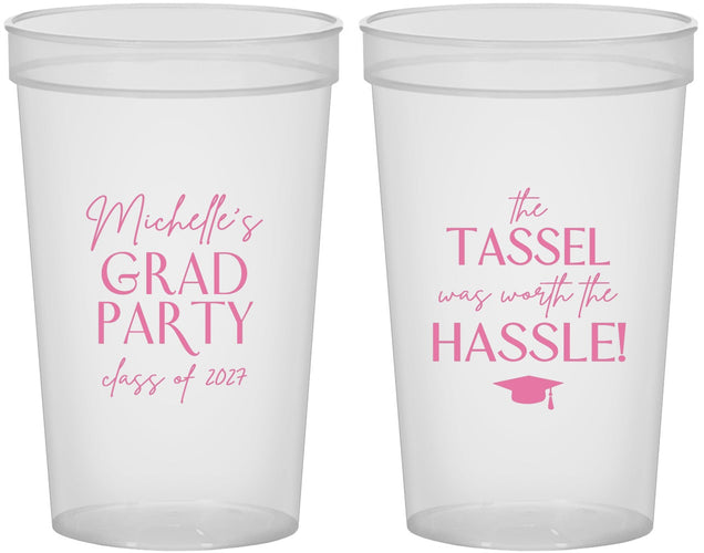 Custom Graduation 22 oz Translucent Cups - Class Of 2027 Tassel Hassel | 130011
