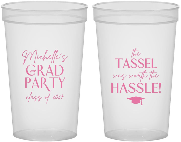 Custom Graduation 22 oz Translucent Cups - Class Of 2027 Tassel Hassel | 130011