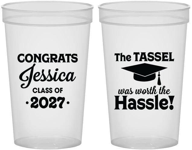 Custom Graduation 22 oz Translucent Cups - Class Of 2027 Tassel Hassel | 130012
