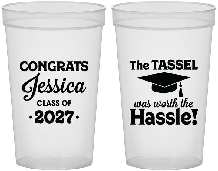 Custom Graduation 22 oz Translucent Cups - Class Of 2027 Tassel Hassel | 130012