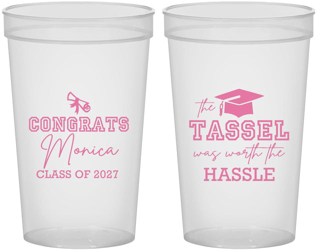 Custom Graduation 22 oz Translucent Cups - Class Of 2027 Tassel Hassel | 130014