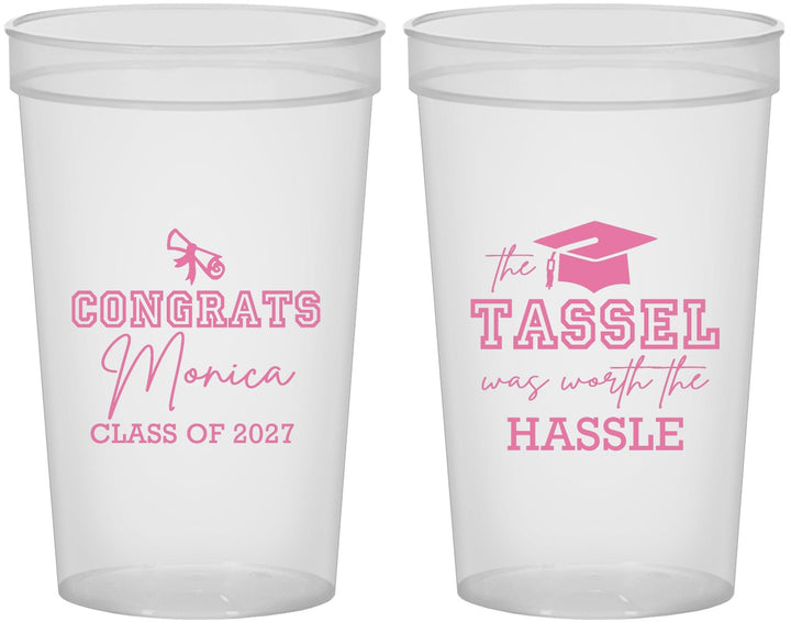 Custom Graduation 22 oz Translucent Cups - Class Of 2027 Tassel Hassel | 130014