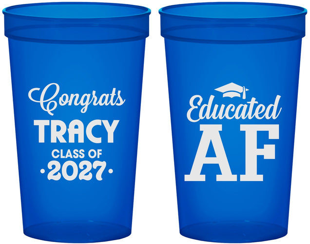 Custom Graduation 22 oz Translucent Cups - Class Of 2027 Educated Af | 130015
