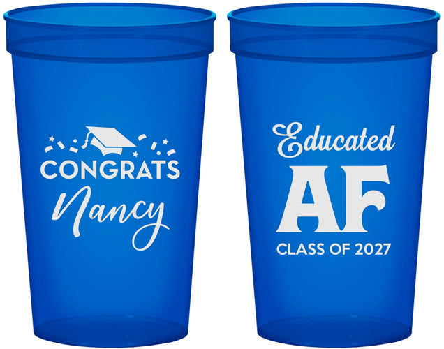 Custom Graduation 22 oz Translucent Cups - Class Of 2027 Educated Af | 130016
