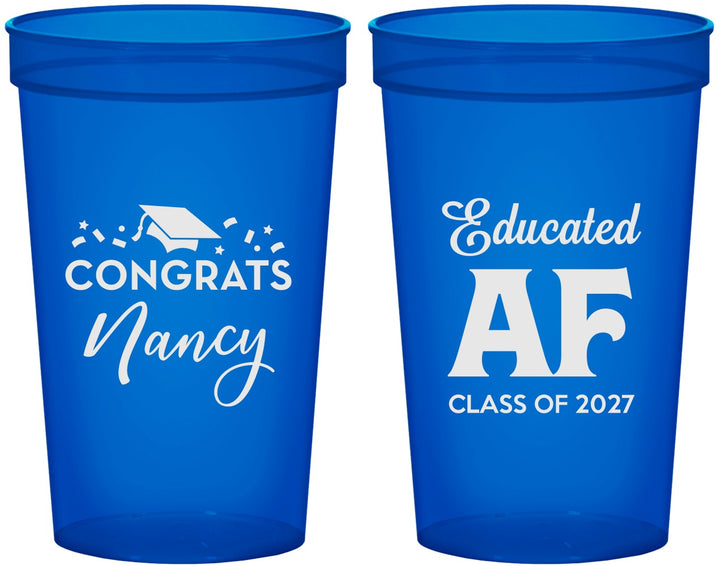Custom Graduation 22 oz Translucent Cups - Class Of 2027 Educated Af | 130016