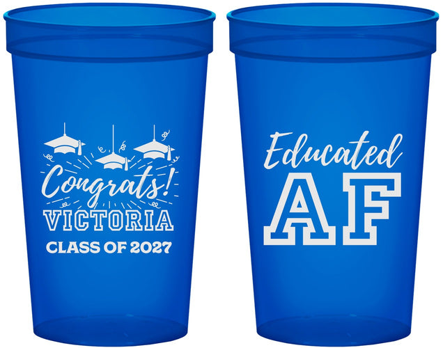 Custom Graduation 22 oz Translucent Cups - Class Of 2027 Educated Af | 130017
