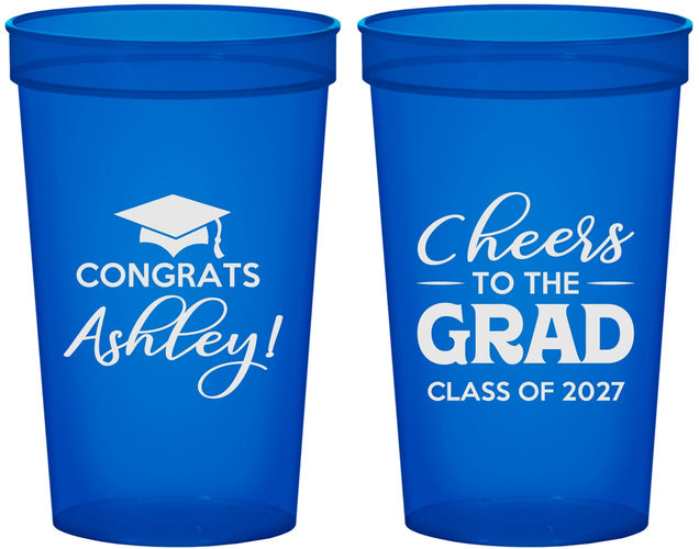 Custom Graduation 22 oz Translucent Cups - Class Of 2027 Cheers Grad | 130020
