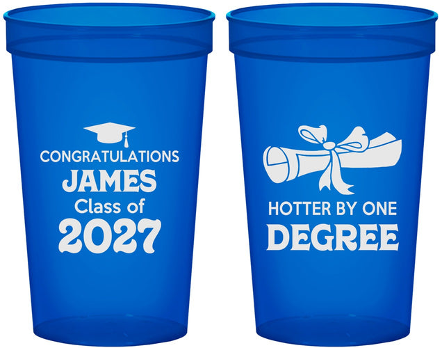 Custom Graduation 22 oz Translucent Cups - Class Of 2027 Hotter Degree | 130022