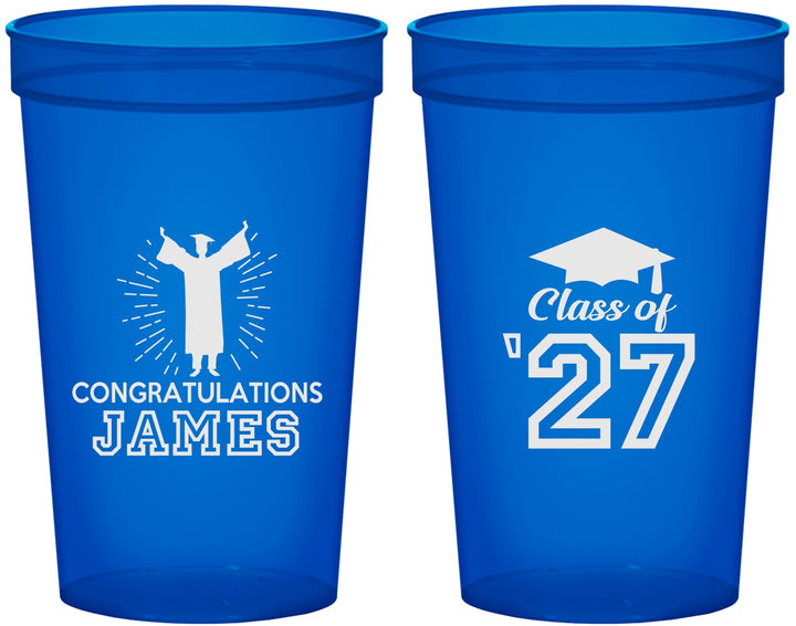 Custom Graduation 22 oz Translucent Cups - Class Of 2027 Congratulations | 130024