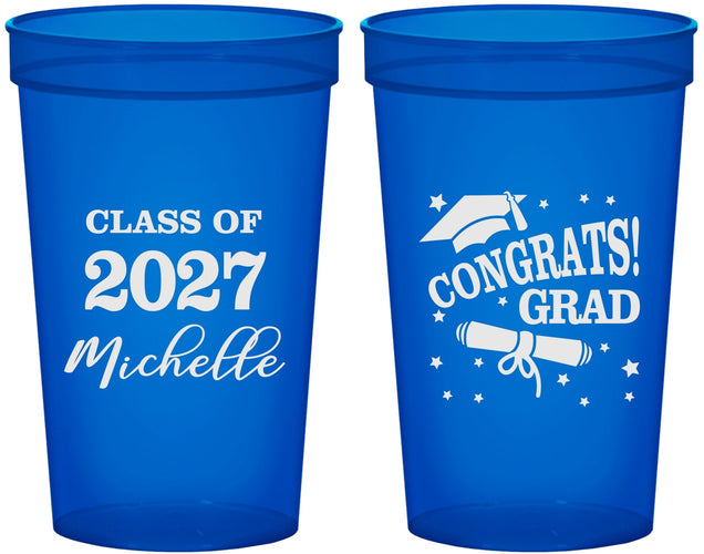 Custom Graduation 22 oz Translucent Cups - Class Of 2027 Congrats | 130027