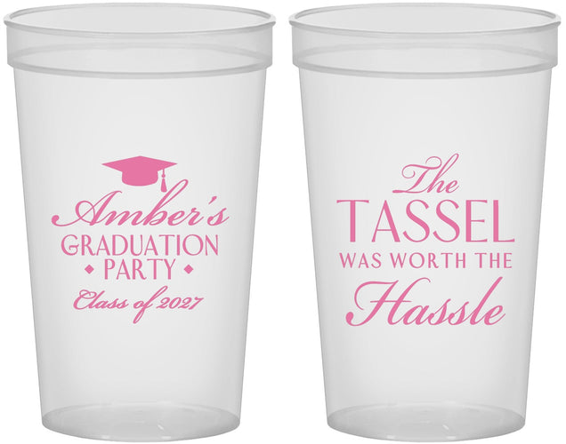 Custom Graduation 22 oz Translucent Cups - Class Of 2027 Tassel Hassel | 130030