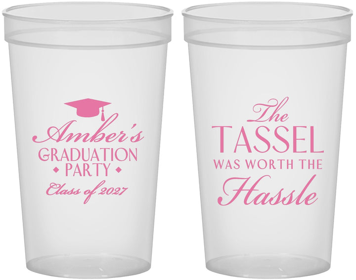 Custom Graduation 22 oz Translucent Cups - Class Of 2027 Tassel Hassel | 130030