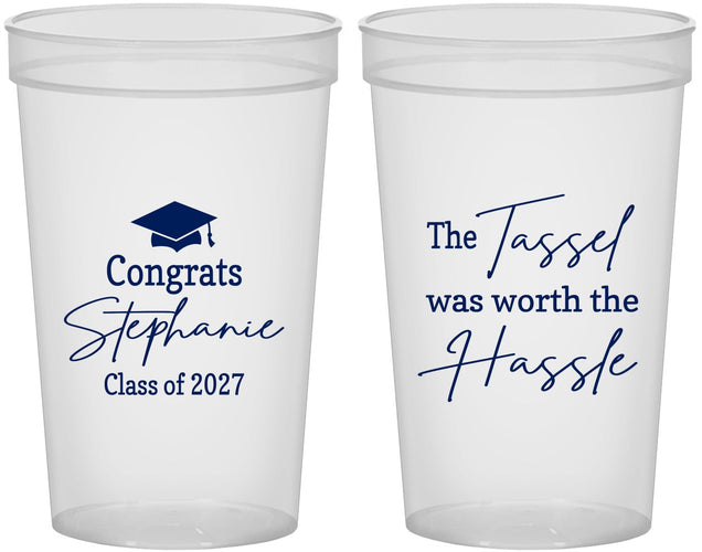 Custom Graduation 22 oz Translucent Cups - Class Of 2027 Tassel Hassel | 130031