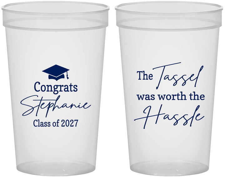 Custom Graduation 22 oz Translucent Cups - Class Of 2027 Tassel Hassel | 130031