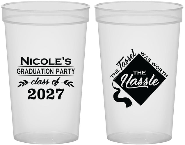 Custom Graduation 22 oz Translucent Cups - Class Of 2027 Tassel Hassel | 130032
